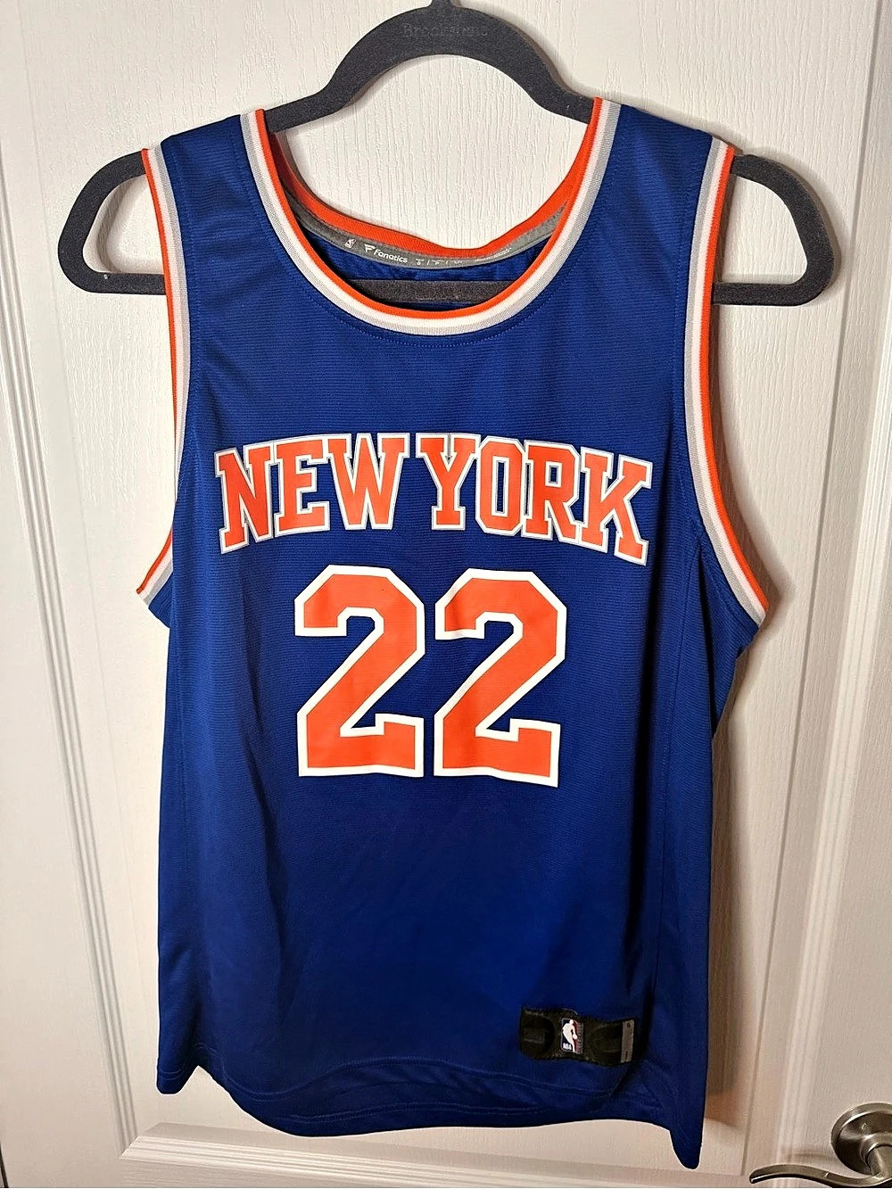 Fanatics New York Knicks Custom Replica Basketball Jersey Blue & Orange Small